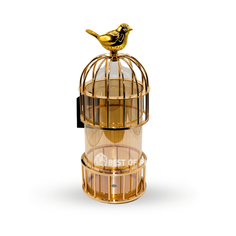 Metal Sparrow Candle Holder With Glass